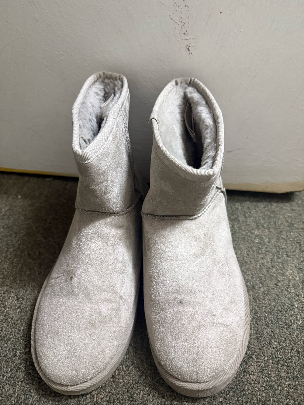 Primark Light Gray Plush Short Ankle Boots